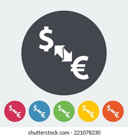 Currency exchange. Single flat icon on the circle. Vector illustration.
