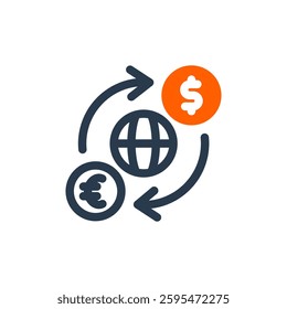 Currency Exchange for Study Abroad Vector Icon