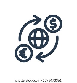 Currency Exchange for Study Abroad Vector Icon