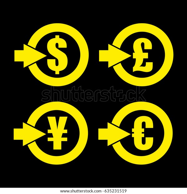 Currency Exchange Symbols On Black Background Stock Vector