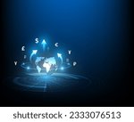 Currency exchange technology Blue abstract high speed network