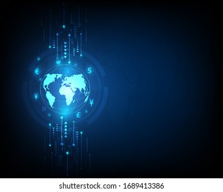 Currency exchange technology Blue abstract speed network