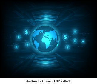 Currency exchange technology Blue abstract speed network