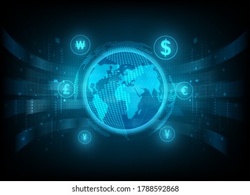 Currency exchange technology Blue abstract speed network