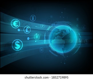 Currency exchange technology Blue abstract speed network