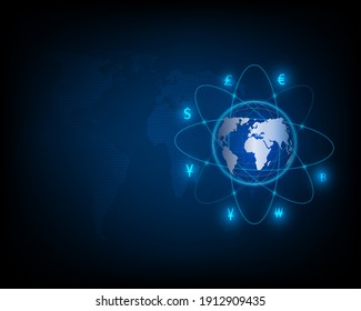 Currency exchange technology Blue abstract speed network