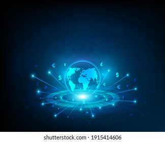 Currency exchange technology Blue abstract speed network