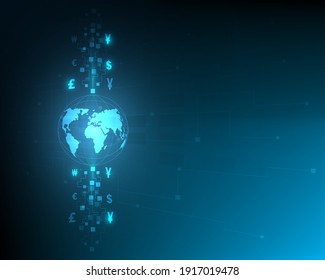 Currency exchange technology Blue abstract speed network