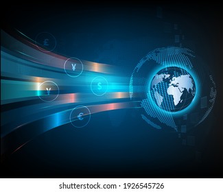 Currency exchange technology Blue abstract speed network