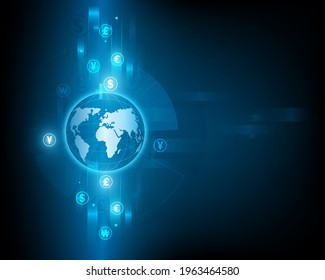 Currency exchange technology Blue abstract speed network