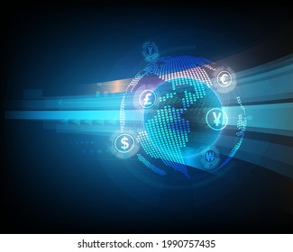 Tecnología de intercambio de divisas Red de velocidad abstracta azul