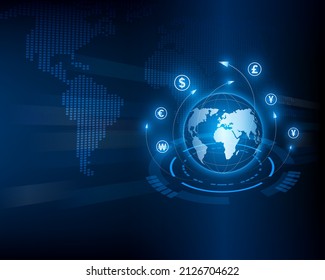 Currency exchange technology Blue abstract speed network