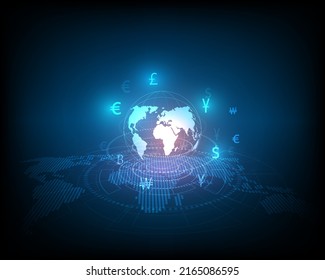 Currency exchange technology Blue abstract speed network