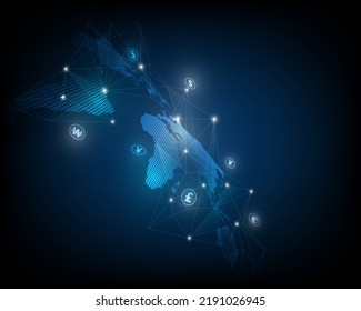 Currency exchange technology Blue abstract speed network