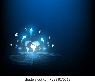 Currency exchange technology Blue abstract high speed network