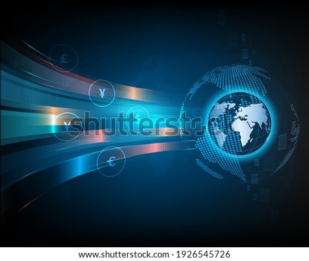 Currency exchange technology Blue abstract speed network