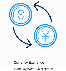 Concepto de icono de cambio o transferencia de divisas