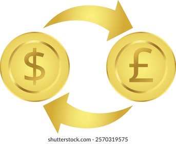 Currency Exchange US Dollar to Pound USD to GBP Vector Graphics