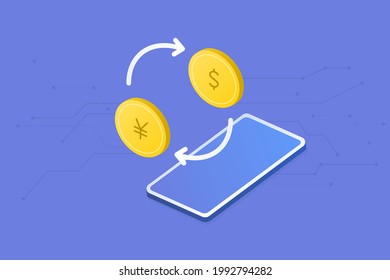 Currency exchange using mobile banking.