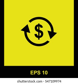 Currency exchange vector black icon. Isolated illustration. Business picture.