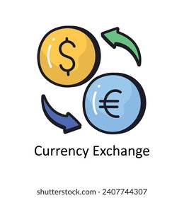 Currency exchange vector filled outline doodle Design illustration. Symbol on White background EPS 10 File 