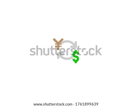 Currency Exchange vector flat icon. Yen to USD Currency Symbol. Isolated Currency Exchange emoji illustration symbol