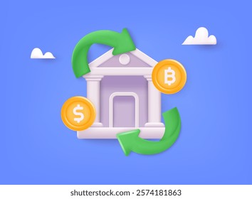 Currency exchange vector icon. 3D Web Vector Illustrations.