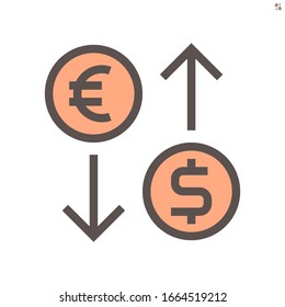 Devisen-Vektorillustration-Icon-Design für finanzielle Grafikdesign Element, 48x48 Pixel perfekt und editierbar.