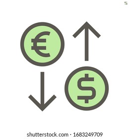 Currency exchange vector icon design for financial graphic design element, 48X48 pixel perfect and editable stroke.