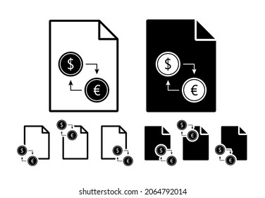 Icono de vector de intercambio de divisas en la ilustración de conjunto de archivos para ui y ux, sitio web o aplicación móvil