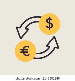 Currency exchange vector icon. Graph symbol for travel and tourism web site and apps design, logo, app, UI