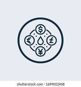 Icono vectorial de cambio de moneda en fondo blanco. Símbolo de icono de intercambio de moneda de vector plano de la colección de negocios moderna para el diseño de concepto móvil y aplicaciones web