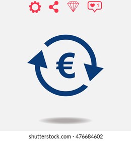 Currency exchange vector icon on grey background.