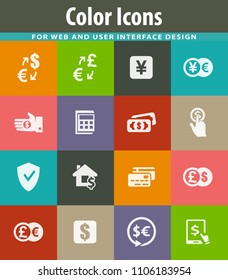 Currency exchange vector icons for user interface design