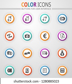 Currency exchange vector icons for user interface design