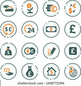 Currency exchange vector icons for user interface design