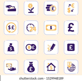 Currency exchange vector icons for user interface design