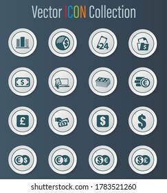 Iconos vectoriales de intercambio de divisas para el diseño de la interfaz de usuario