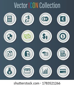 Iconos vectoriales de intercambio de divisas para el diseño de la interfaz de usuario