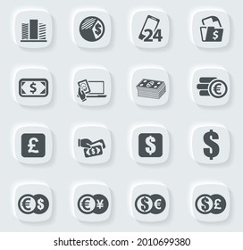 Currency exchange vector icons for user interface design