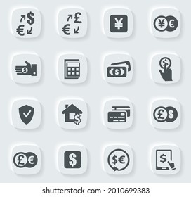 Currency exchange vector icons for user interface design