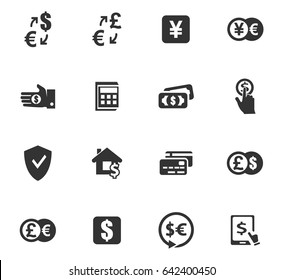 Currency exchange vector icons for user interface design