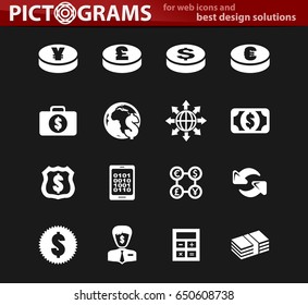 Currency exchange vector icons for user interface design