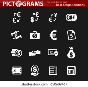 Currency exchange vector icons for user interface design