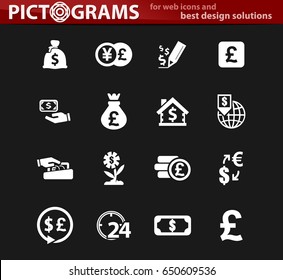 Currency exchange vector icons for user interface design