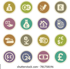 Currency exchange vector icons for user interface design