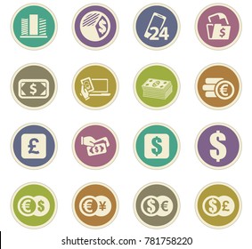 Currency exchange vector icons for user interface design