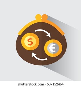 Currency exchange. Vector illustration in flat style