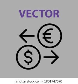 Currency exchange Vector line icon Editable stroke. Business dollar icon, simple icon, isolated