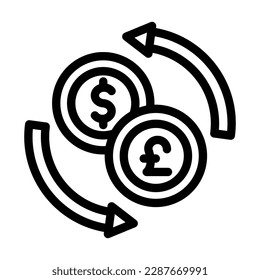 Currency Exchange Vector Line Icon Design